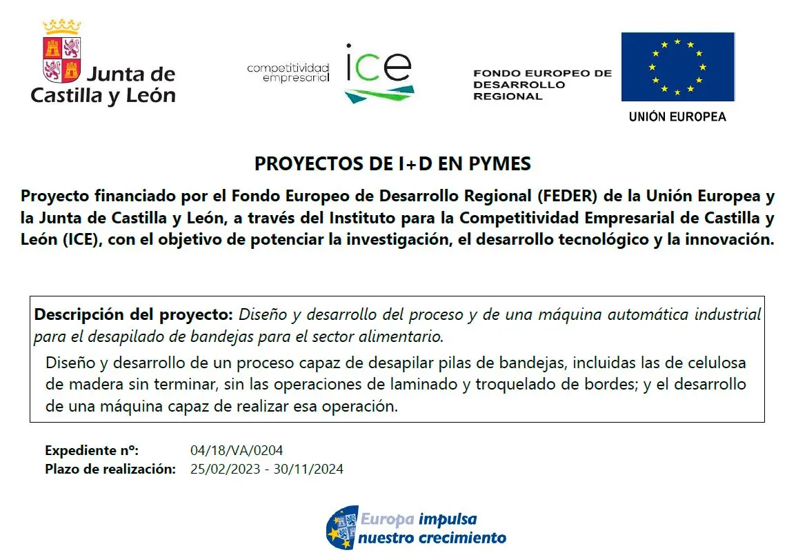 Tecelec desarrolla un proceso y una máquina automática industrial para el desapilado de bandejas para el sector alimentario (UnblockTEC)