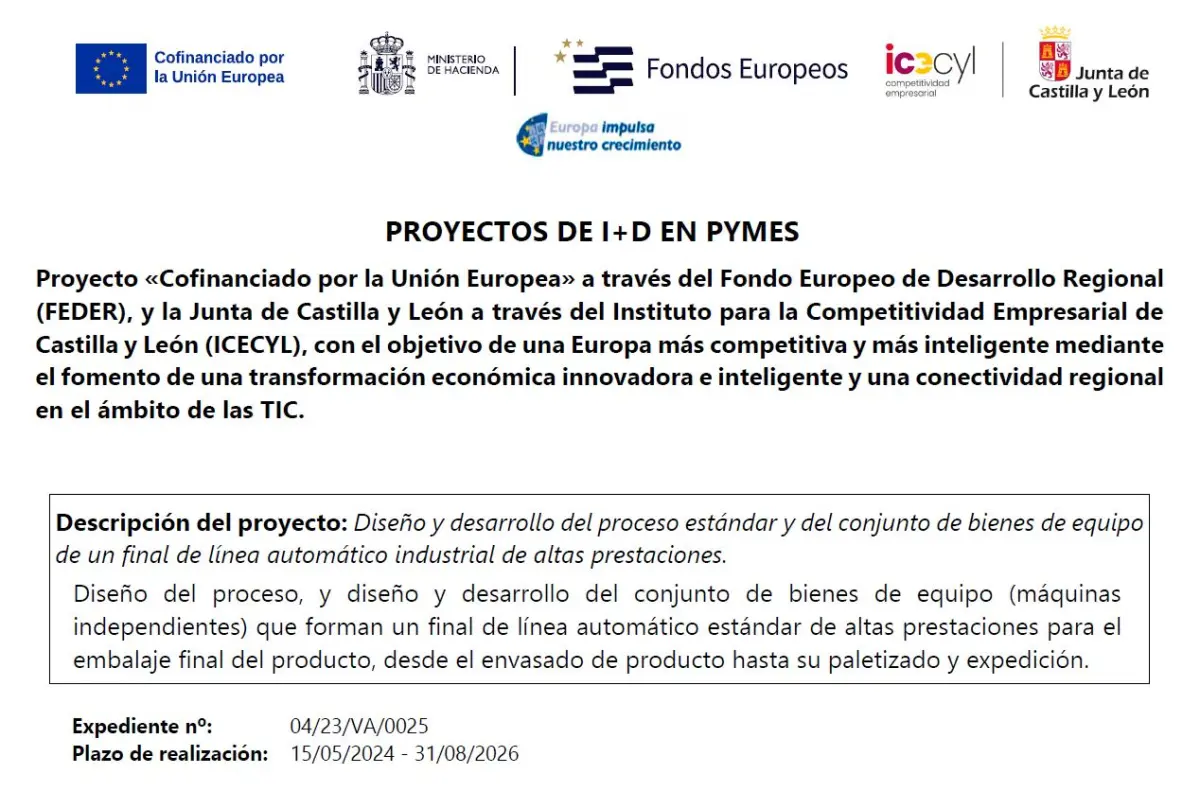 Tecelec desarrolla un proceso estándar y del conjunto de bienes de equipo de un final de línea automático industrial de altas prestaciones (FiliaTEC)